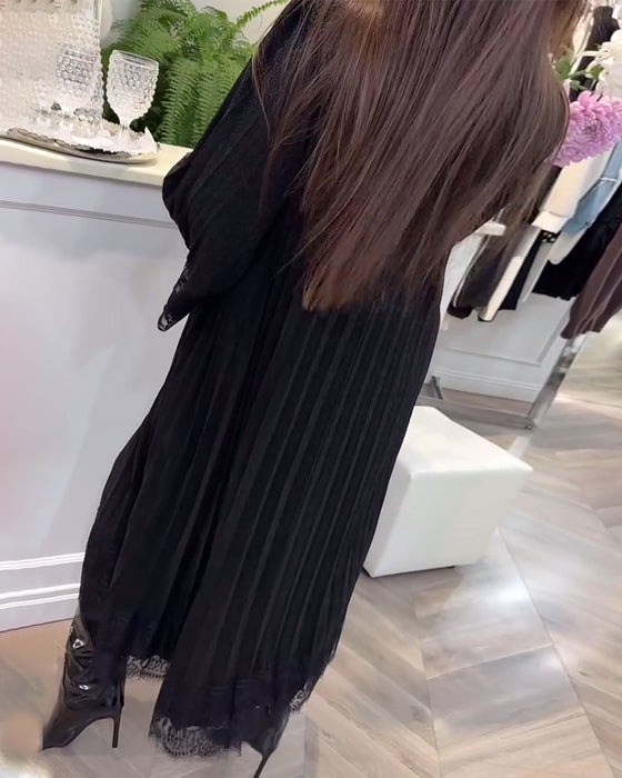 Kjole Rund Hals Løs Blonder Patchwork