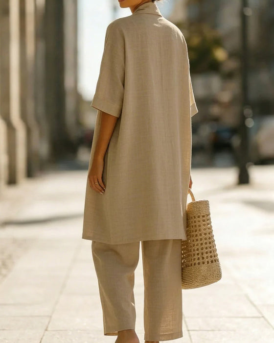 Tredelt Sett Ensfarget Loose Fit Avslappnet