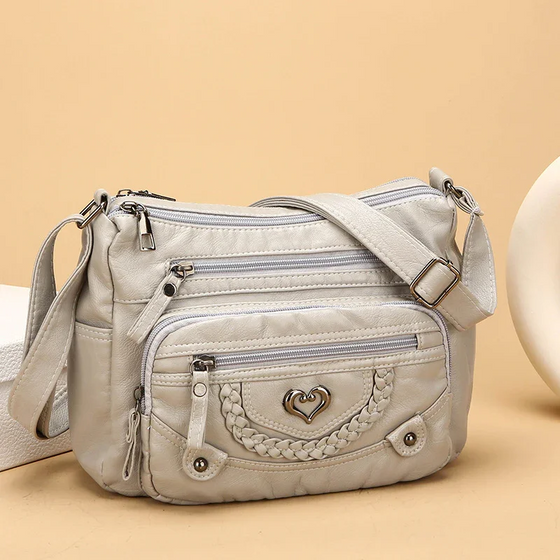 Dame Myk PU Lær Multi-Lomme Crossbody Veske