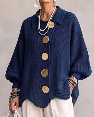 Cardigan Stor Metallknapp Jakkeslag