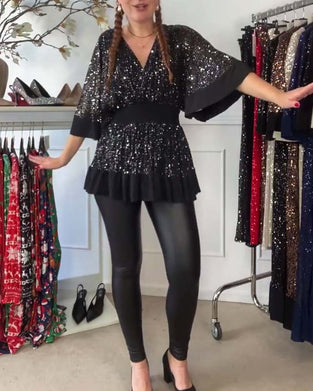 V-hals mote slim fit bluse