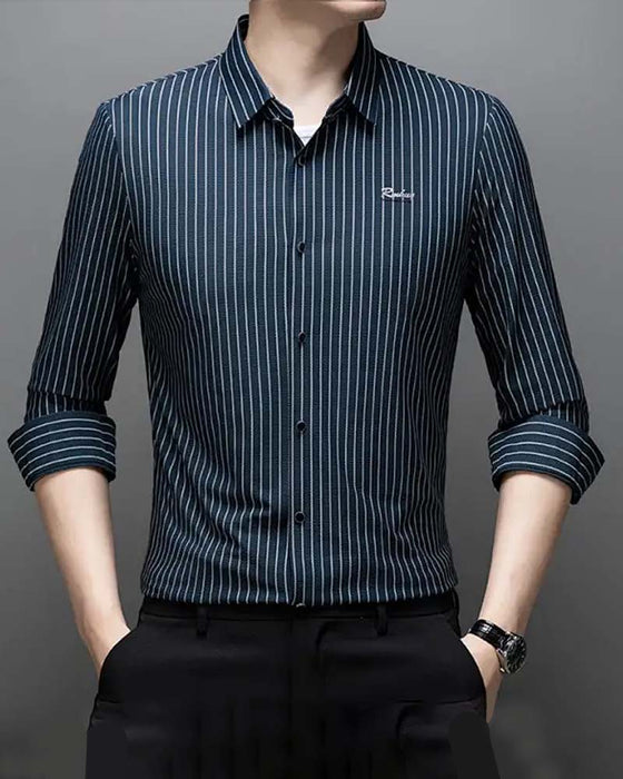 👔Herre Klassisk Langermet Stripete Skjorte