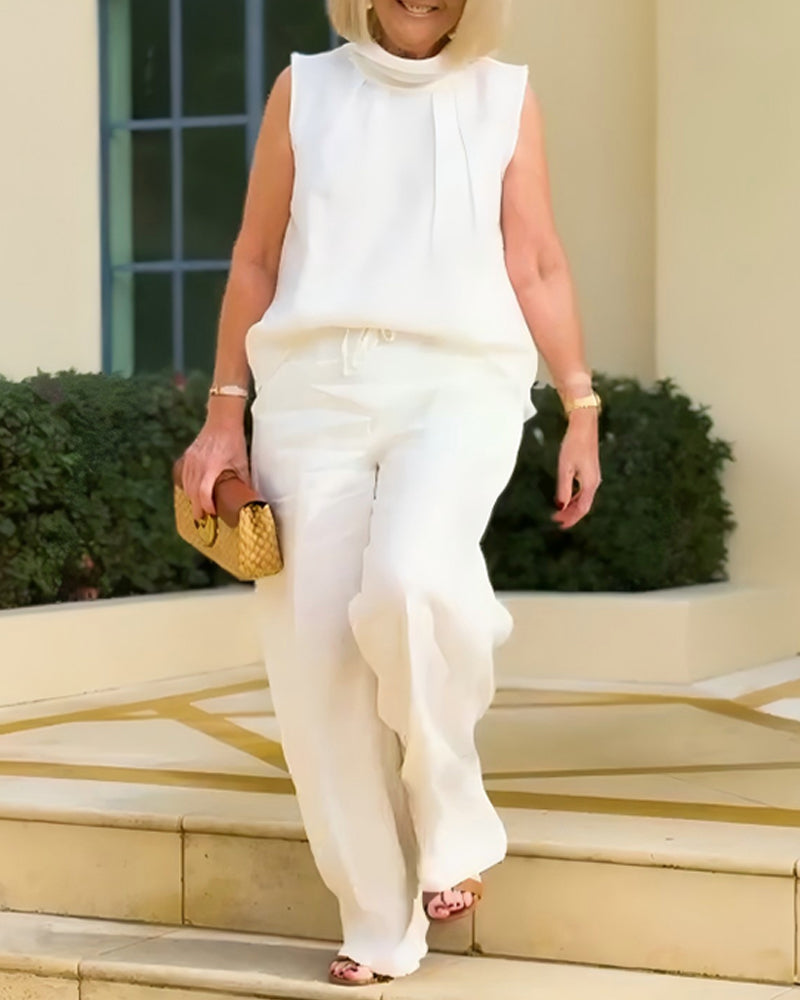 Singlet Halvstokkrage Plissert Ermeløs