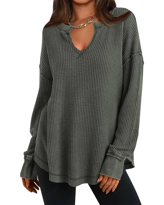 Topp Vaffel Henley Lang Erme