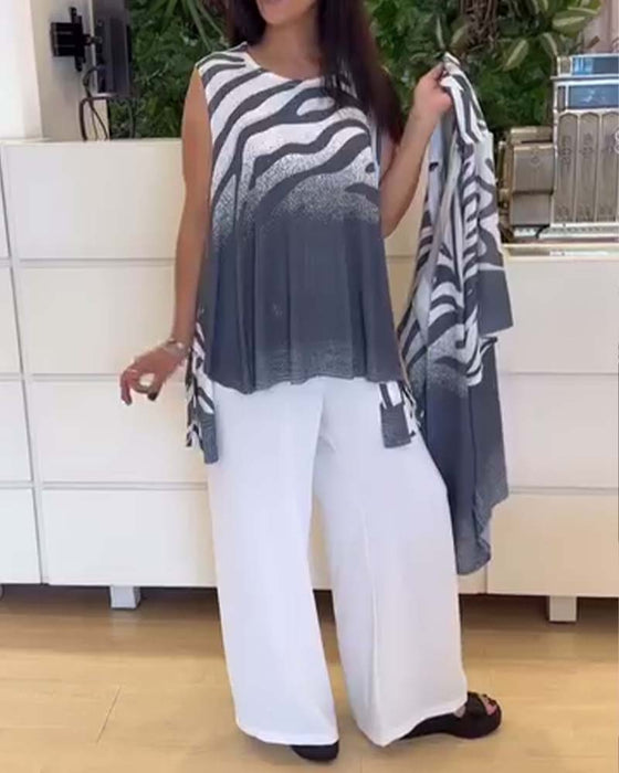 Singlet Ermsløs Zebra Trykk