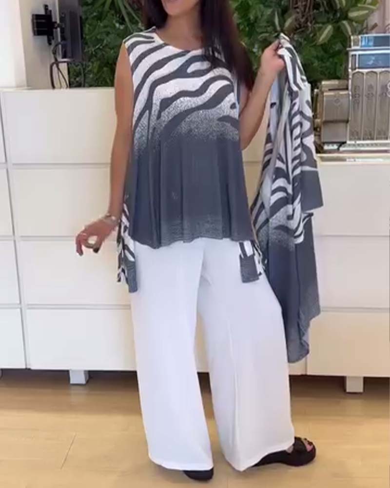Singlet Ermsløs Zebra Trykk