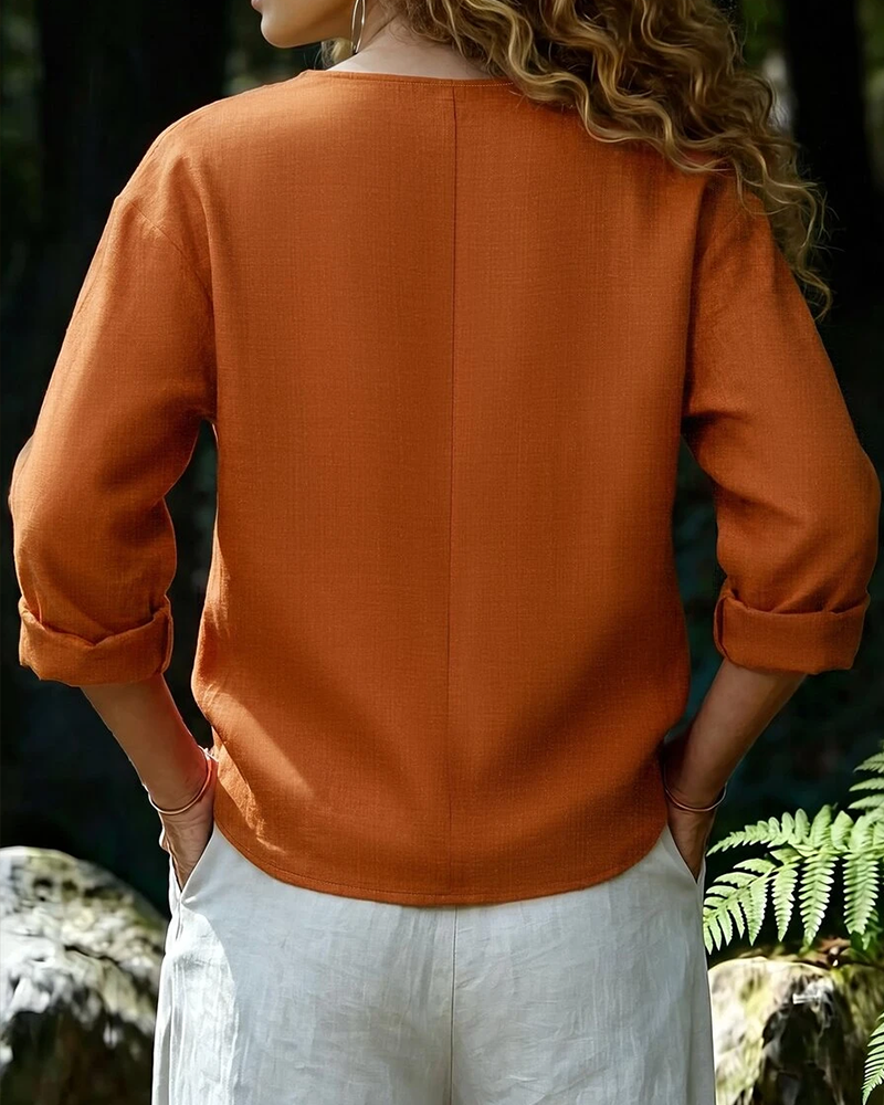 Bluse Mock Hals Lang Erme Solid