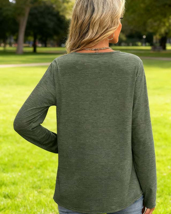 Elegant V-Hals Topp Med Lange Erm For Kvinner