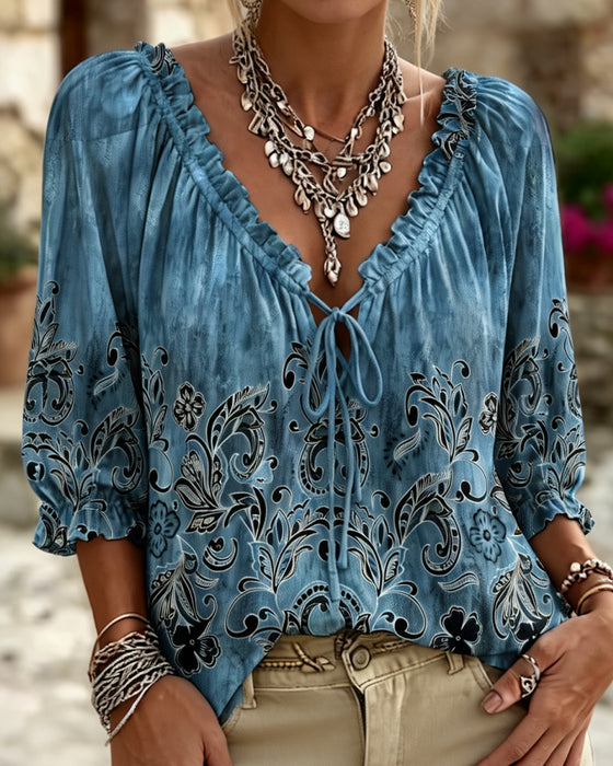 Bluse Boble Tre Kvarter Erme Slips