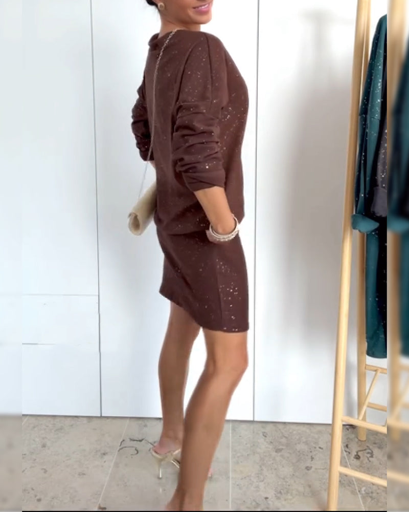 Kjole Rund Hals Fin Glitter Modisk