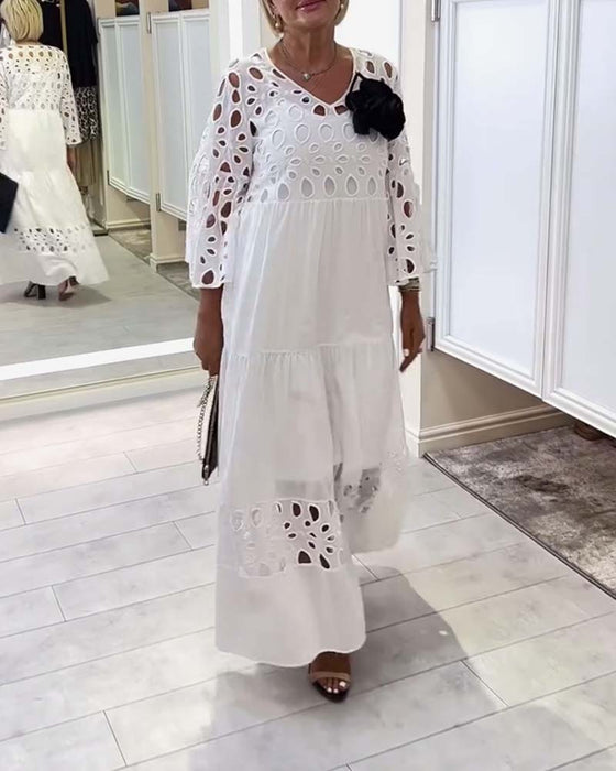 Kjole elegant ensfarget blonder hull