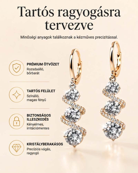 💎👗 Asymmetrisk spiral- og dråpeformede øredobber ✨