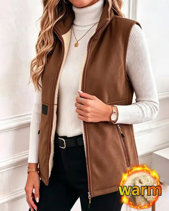 Cardigan Polstret Polar Fleece Åpen Foran