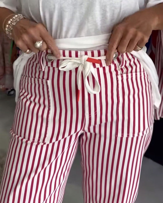 Bukse Casual Lomme Stripete