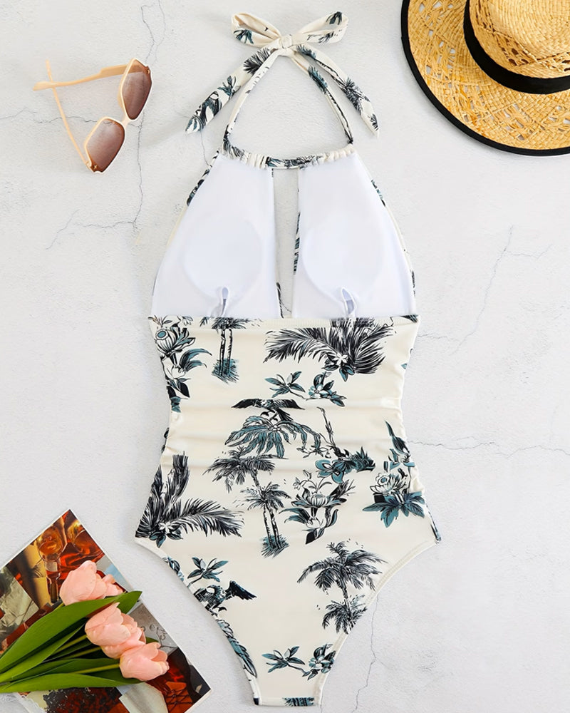 Onesie Badedrakt Sexy Halsringning Trykt