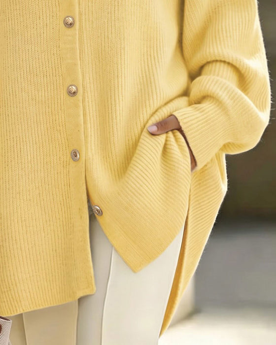 Cardigan Jakkeslag Knapp Lanterne Erme Drop Skulder
