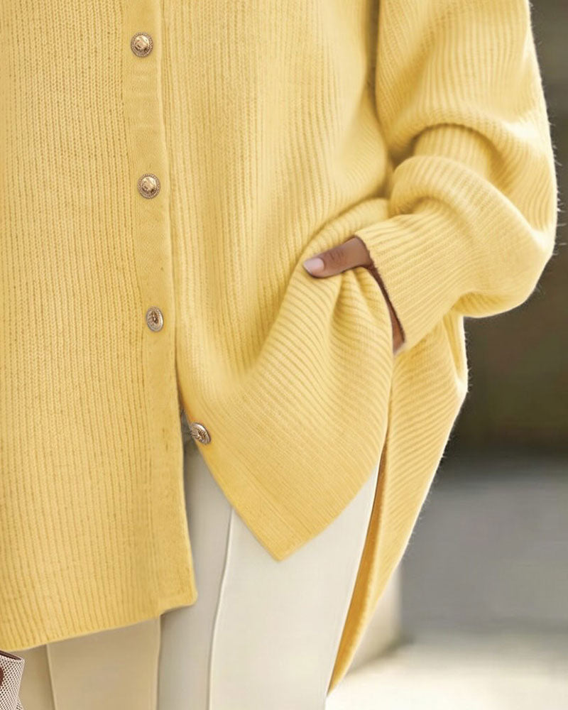 Cardigan Jakkeslag Knapp Lanterne Erme Drop Skulder