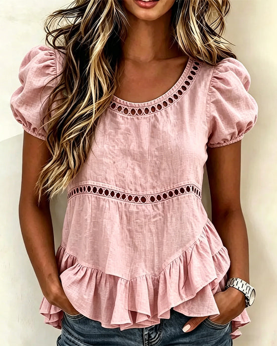 Bluse Pufferme Gjennombrutt Kortermet