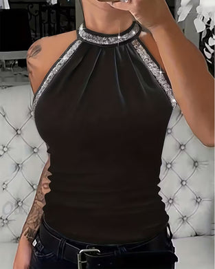 Topp Elegant Glitterstrikket Halter