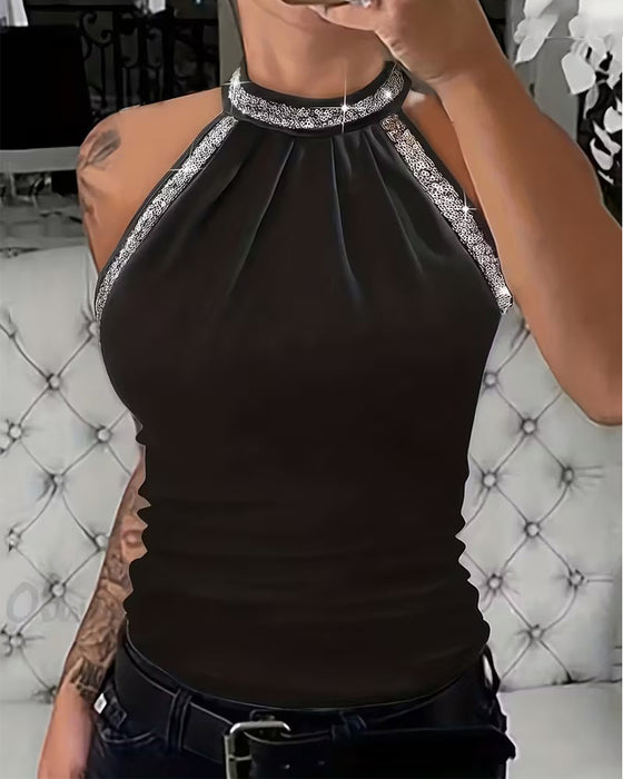 Topp Elegant Glitterstrikket Halter