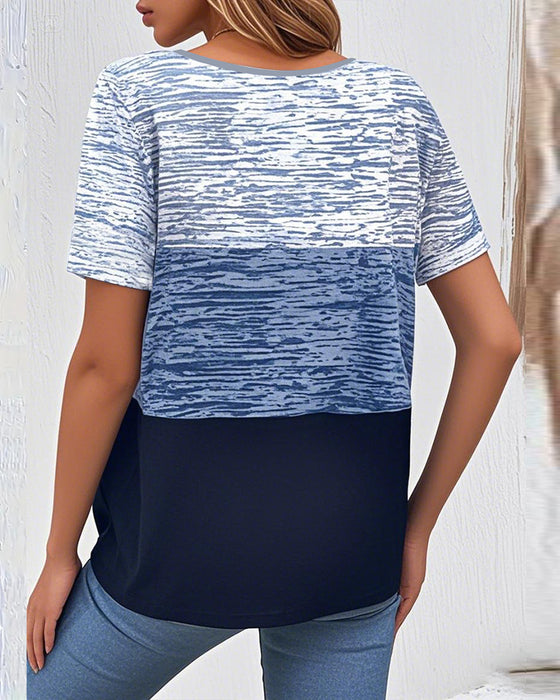 T-skjorte Rundhals Kortermet Kontrastfarge