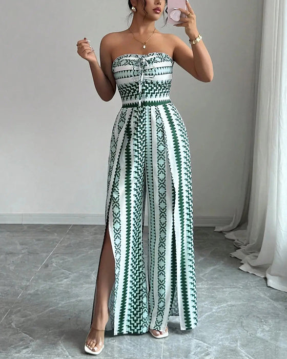 Jumpsuit Geometrisk Bandeau Spalte Bred Ben