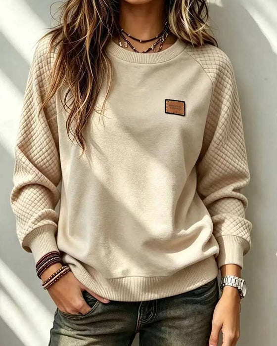 Sweatshirt Rundhalset Argyle Raglanerme Pullover