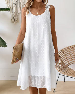 Kjole Med Camisolering Prikket Jacquard Blomster Blondestropp