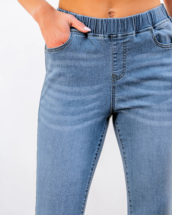 Jeans Elastisk Midje Capri