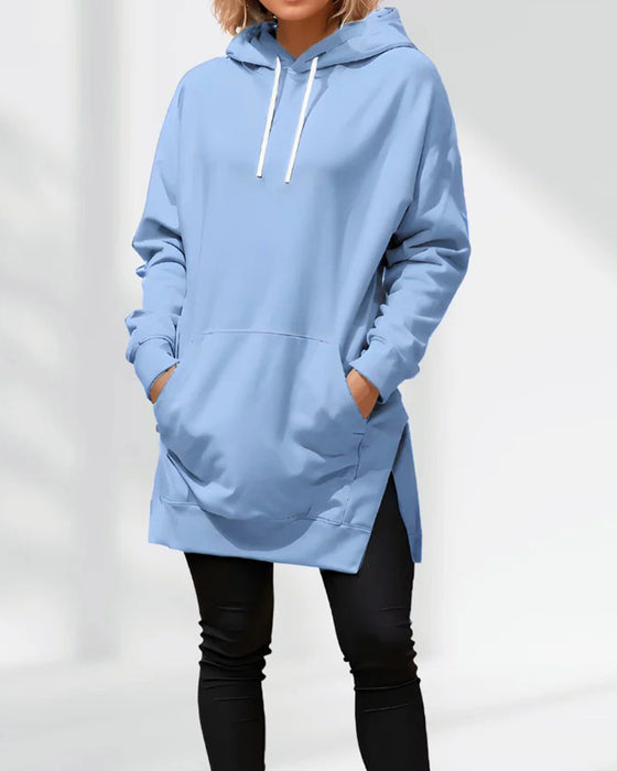 Hettegenser Ensfarget Loose Fit Snøre