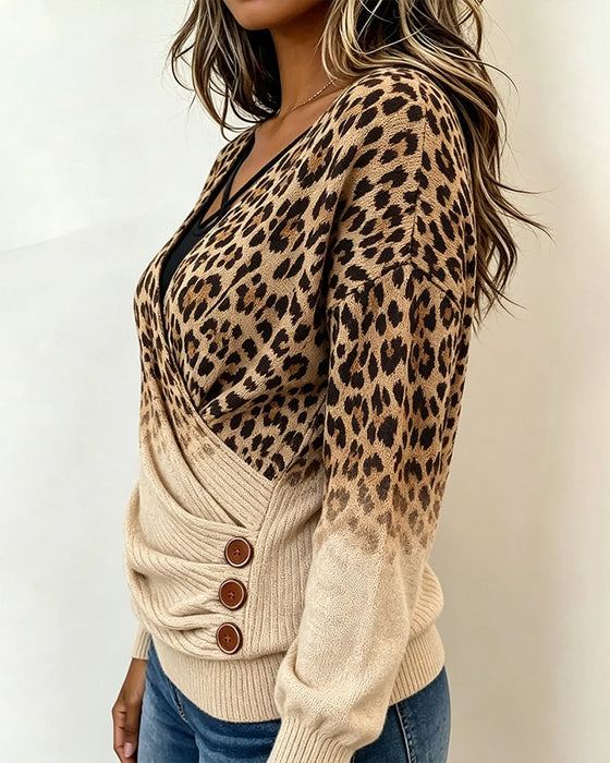 Topp Leopard Trykk Kors Gradient Lattes Todelt