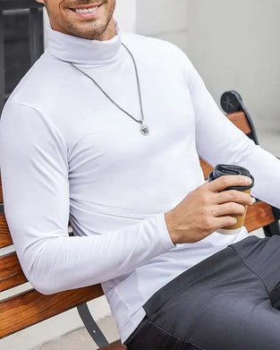 Bluse Høy Hals Slim Fit Solid Mann