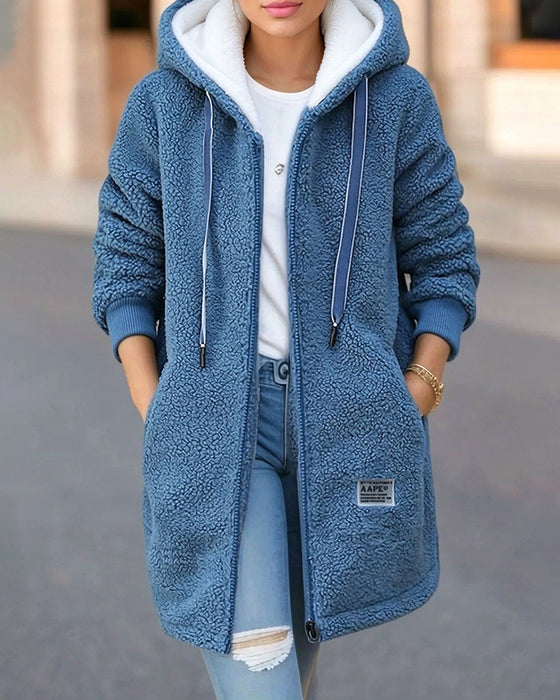 Kåpe Fleece Foret Glidelås Lomme Hetting