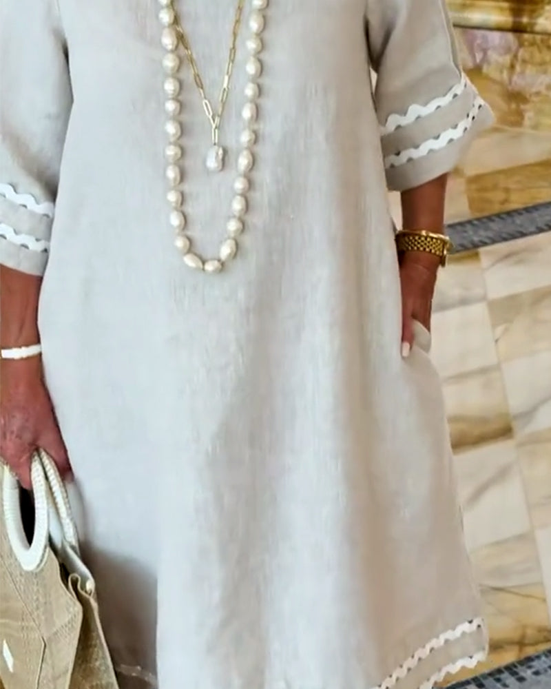 Kjole Bølgekant 3/4-erm Slire