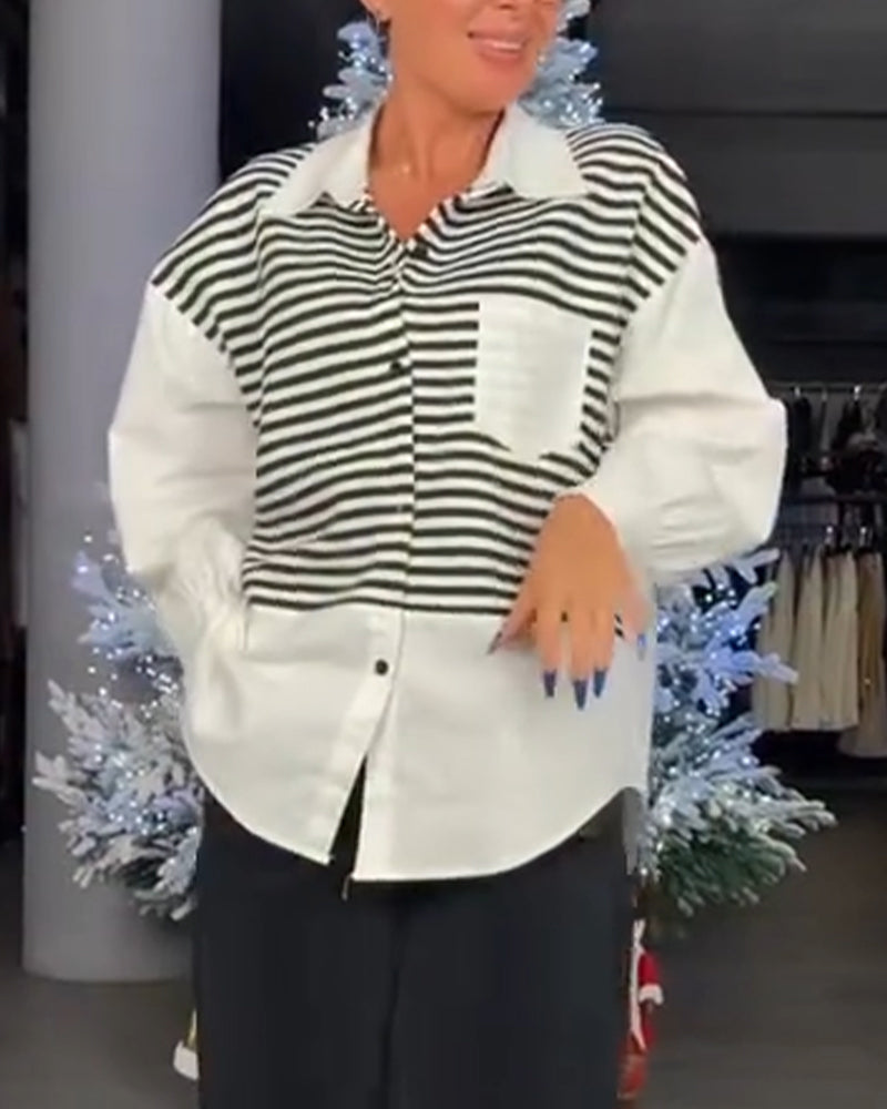 Skjorte Stripete Knappekrage