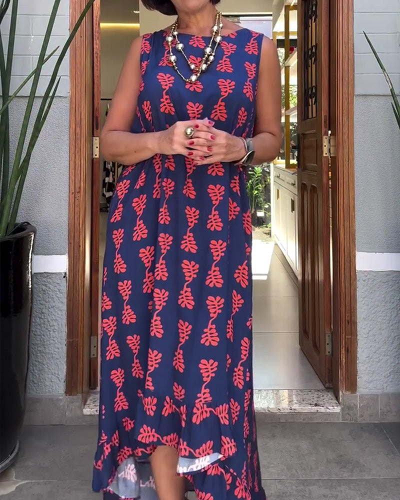 Kjole Trykt Ermløs Uregelmessig