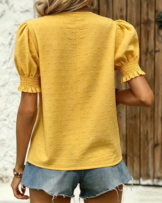 Bluse Boble Erme V-Hals Jacquard