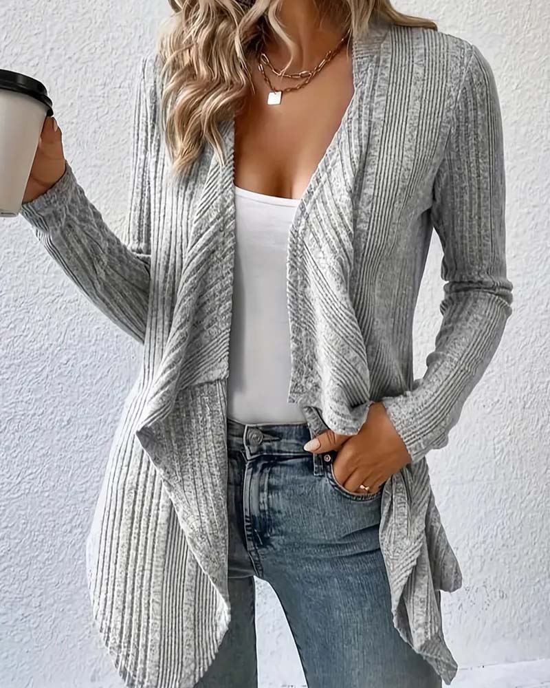 Cardigan Casual Solid Uregelmessig