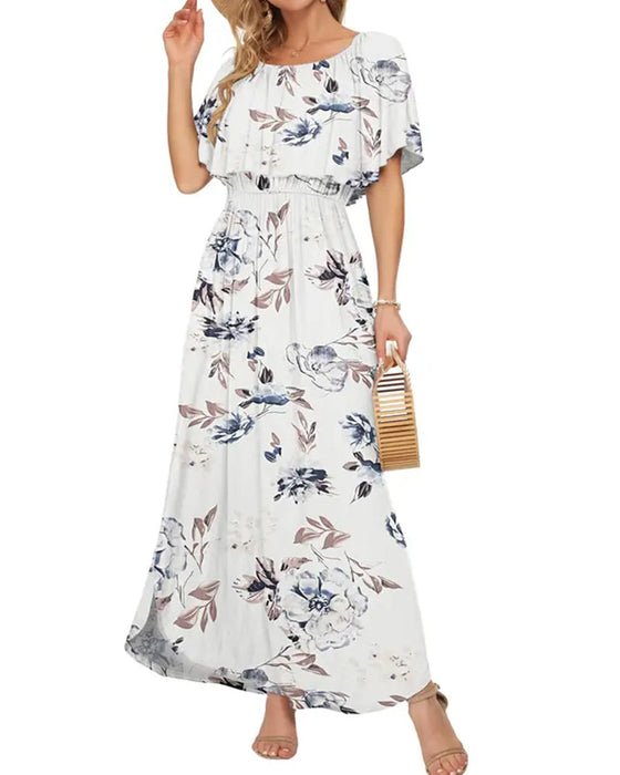 Kjole Elegant Blekkvask Blomstret Maxi