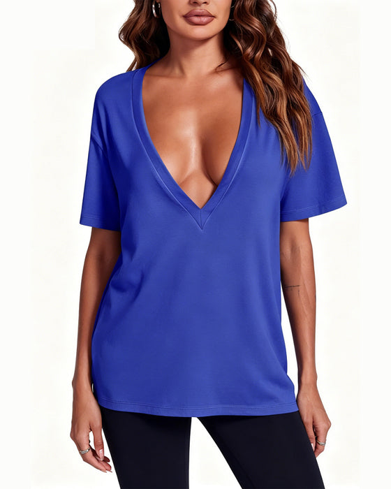 T-Skjorte Kvinne Sexy Dyp V-Hals