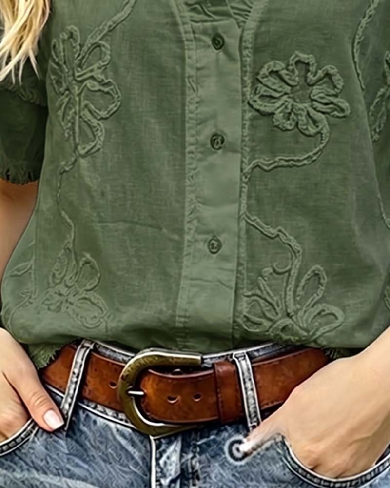Bluse Frynset Kant Pufferme