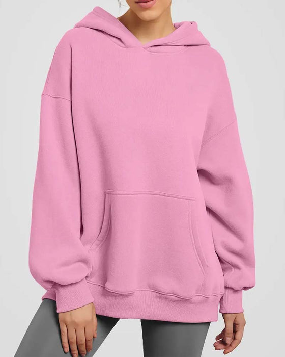 Hoodie Solid Farge Lang Erme Casual