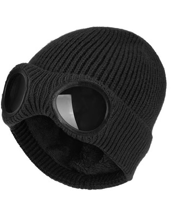 Unisex Ensfarget Goggle-linse Designet Beanie Lue