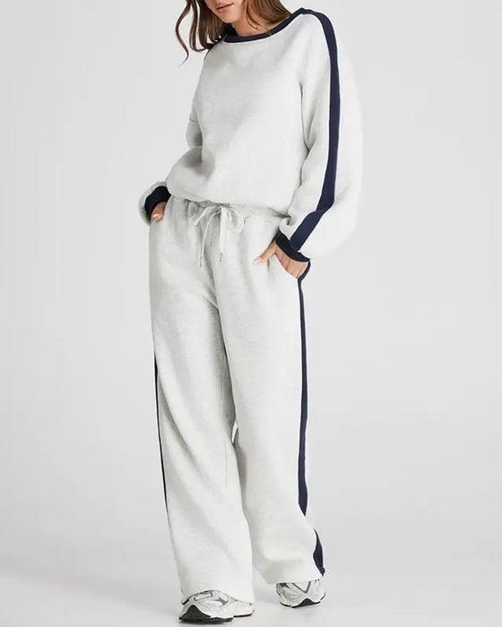 Sett Side Fargeblokk Rund Hals Sweatshirt