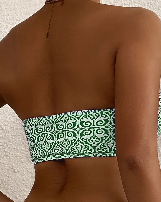 Bikini Bandeau Blomsterprint Todelt
