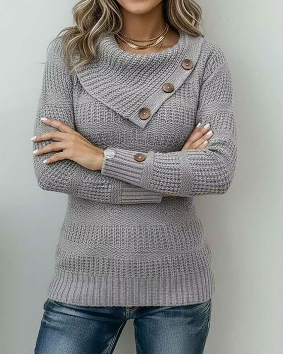 Pullover Diagonal Slag Knapp