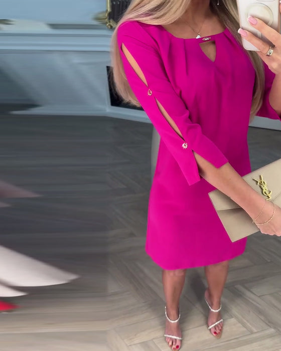 Kjole Elegant Ensfarget Hul Rett