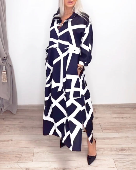 Kjole Jakkeslag Løs Geometrisk Trykk