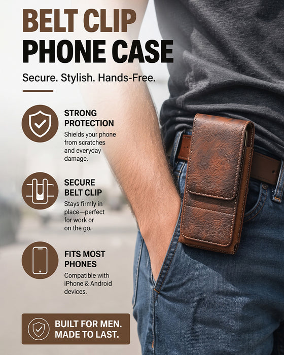 🔥 Midjebelte Mobiltelefonveske 📱 Flerlomme Lærholster Med Kortholder