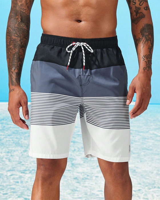 Shorts Herre Fargeblokkert Stripete Strand
